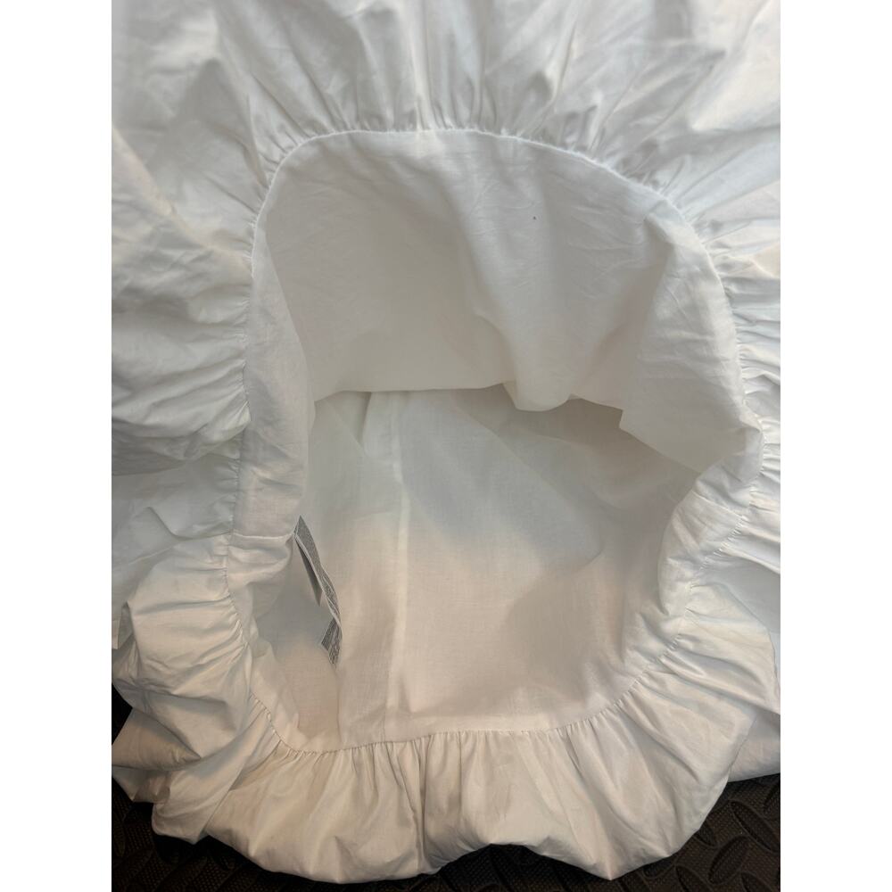 Mango MNG Strapless Bubble Hem Dress XS | Black & White Cotton Midi - Picture 3 of 5